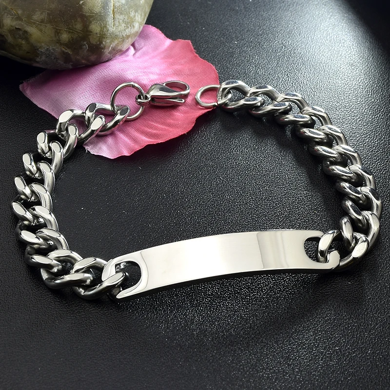 Dolaime Stainless Steel ID Bracelet Men Women Jewelry 2021 Fashion Chain Cuff Wholesale,GB001