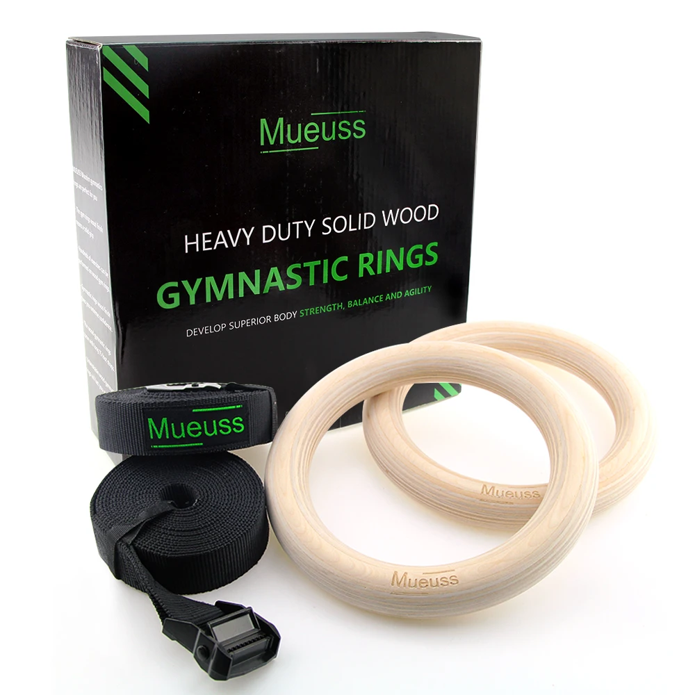 Wood Gymnastic Workout Rings for Home Gym and Cross Fitness, Great for Your Muscle Ups, Pull Ups, Strength Training