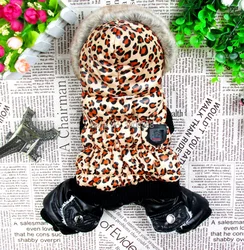 Waterproof Hooded Jacket for Small Dogs, Leopard Clothes, Warm Puppy Coats, Chihuahua, Yorkie Clothing, Winter