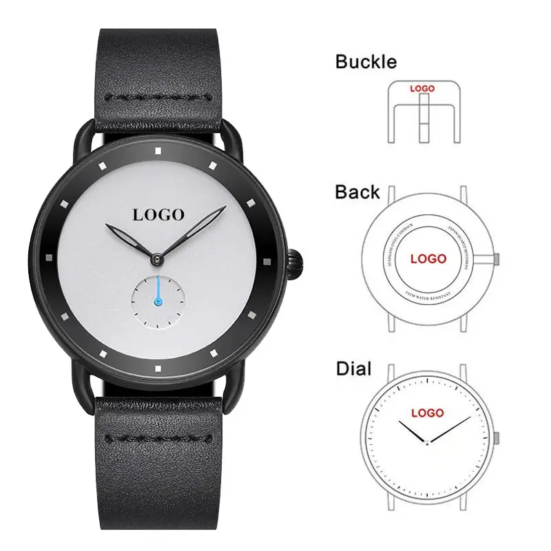 CL039 Customized Men Genuine Leather Watches Mens Brand Your Logo Watch Private Custom Reloj Hombre 2019 Business Mens Watches