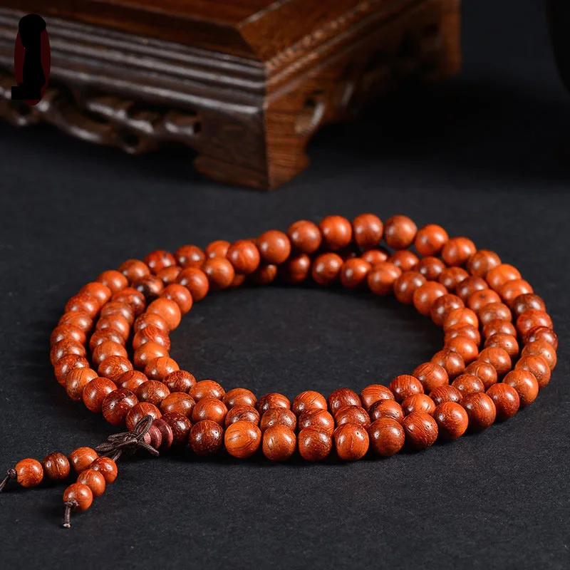 108 *0.8cm 0.6cm Rosewood Prayer Beads Tibetan Buddhist Mala Buddha Bracelet Rosary Wooden Bangle Men Women Yoga Jewelry