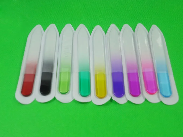 

3.5" /9CM Glass Nail Files Durable Crystal File Nail Buffer Nail Care Colorful 500PCS/LOT