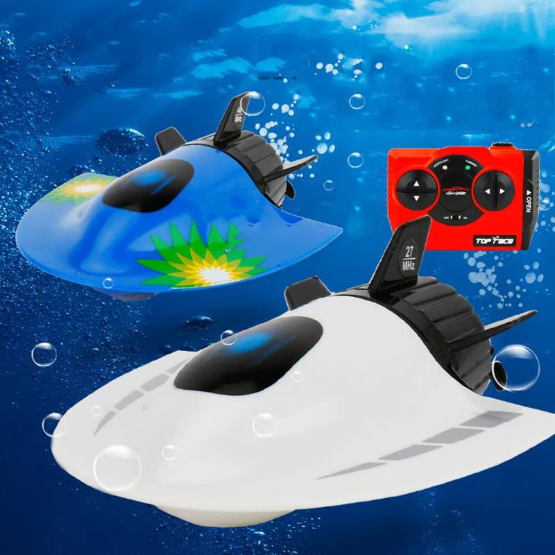 RC Submarine Mini RC Fishing Boat High Speed Racing Boat 27mhz Radio Remote Control Submarine Toys for Children Gift Outdoor Toy