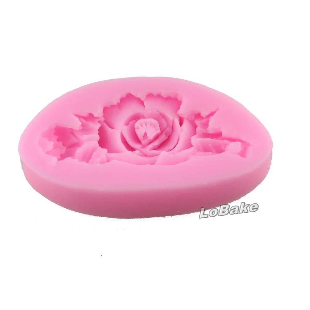 (3 pieces/lot) 7.5 * 4.3 * 1.1 cm elegant rose flower shape fondant sugarcraft soap mould molde de silicone para pasta americana