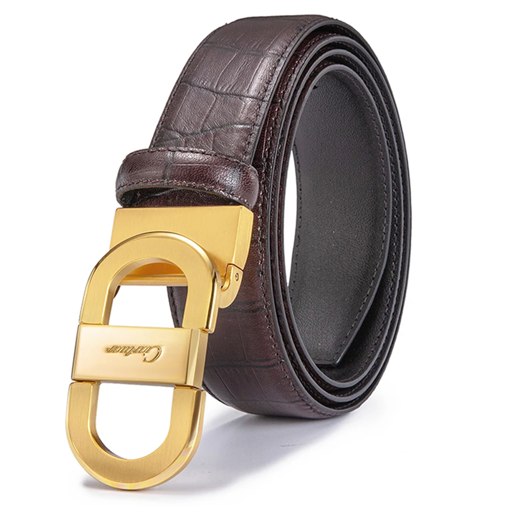 Ciartuar Leather Belts for Men Genuine Leather Belt Mens Luxury Designer Belt Waist Gold Wedding belts Metal Casual Black belt