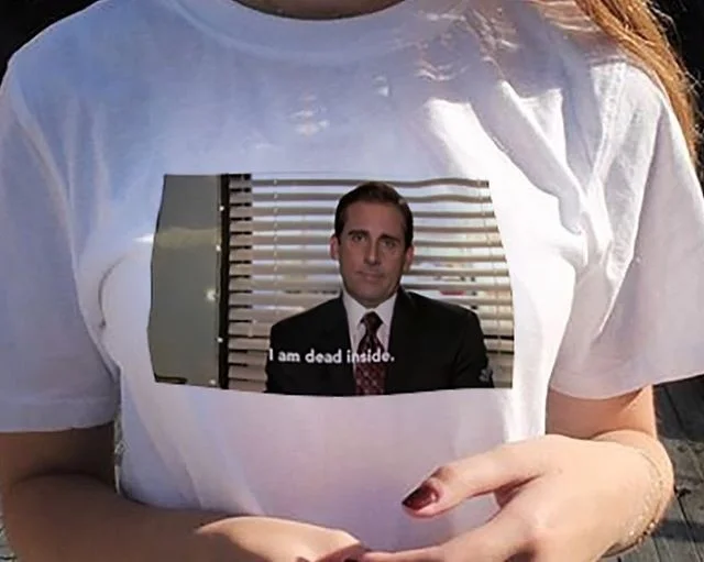 hahayuleThe Office Michael Scott I Am Dead Inside Quotes Funny T-Shirt Unisex Tumblr Grunge Fashion White Tee