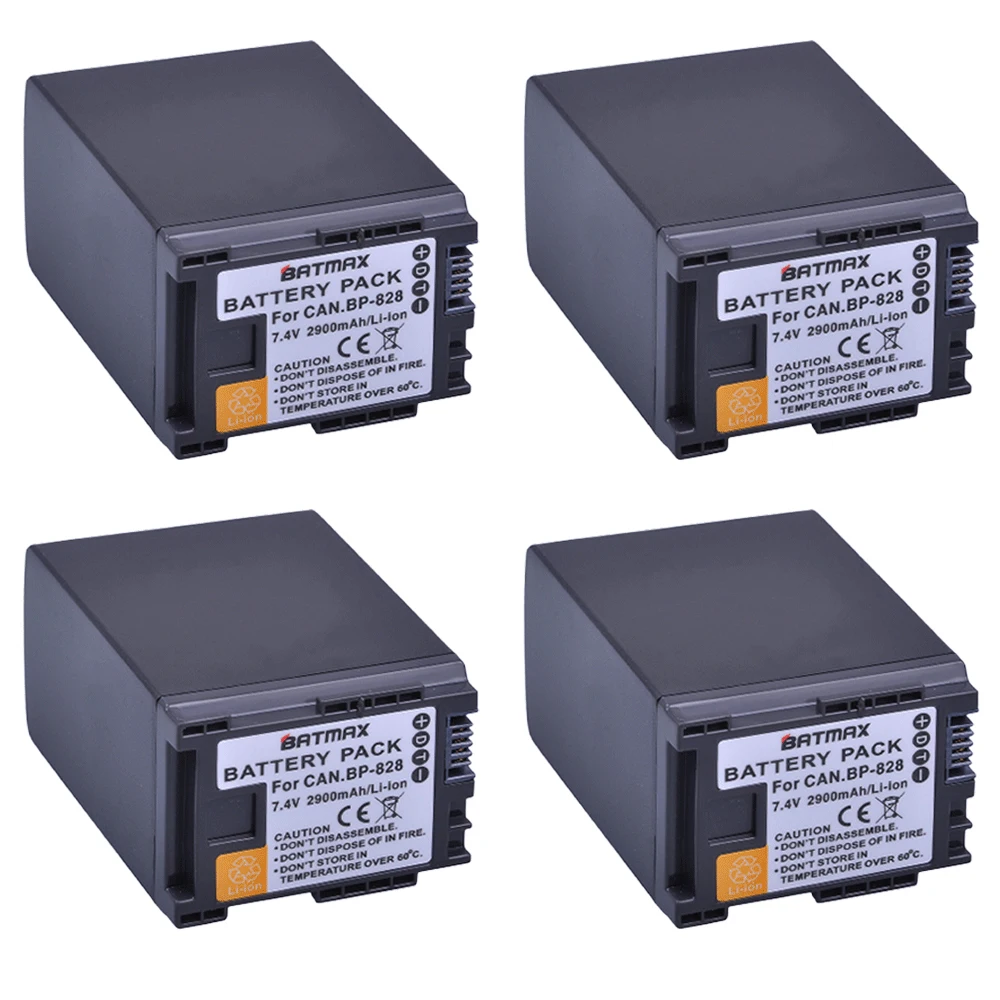 

4Pcs 7.4V 2900mAh BP-828 Rechargeable Battery BP828 BP 828 Camera Batteries for Canon HF G30 HFG30 XA20 XA25 BP-820