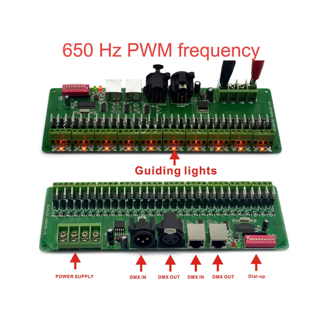 27 canaux DMXorgDécodeur pour DC12V-24V RVB Bande Contrôleur 60A x gradateur décodeur 30 canaux DMX avec RJ45 et XLR Prise