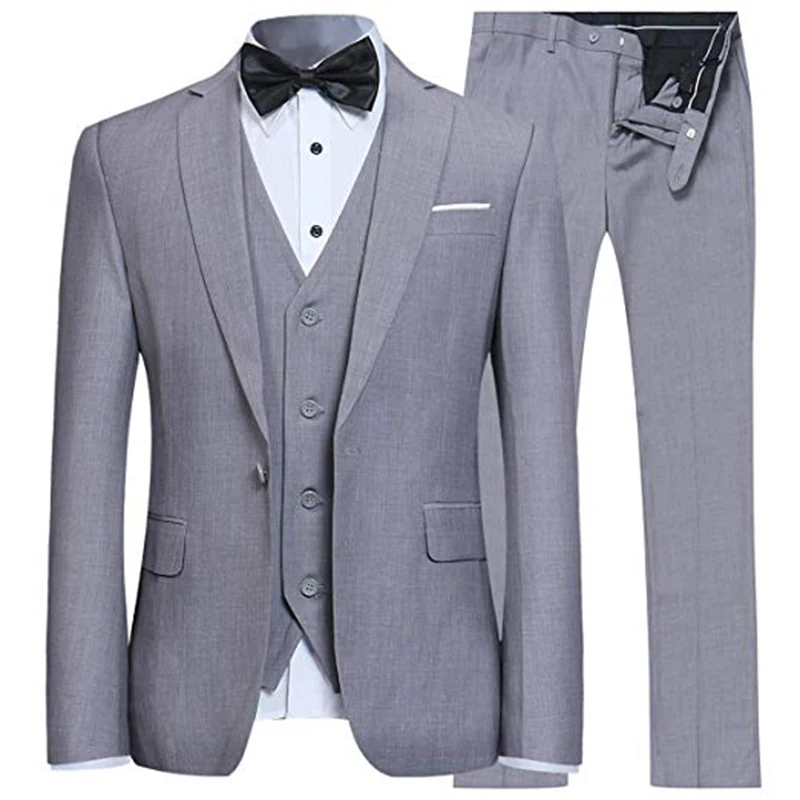 

3 Piece tailor-made suit Slim Fit Suit One Button men Blazer Bridegroom Groomsman Tuxedo(jacket+vest+pants) Costume Homme Terno