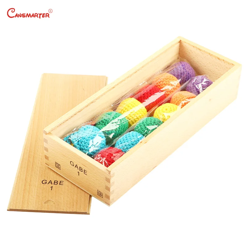 

Wooden Toys Frobel GABE Educational Teaching Aids Baby Froebel Color Training Toys GABE1 Games Knitted Balls With Box