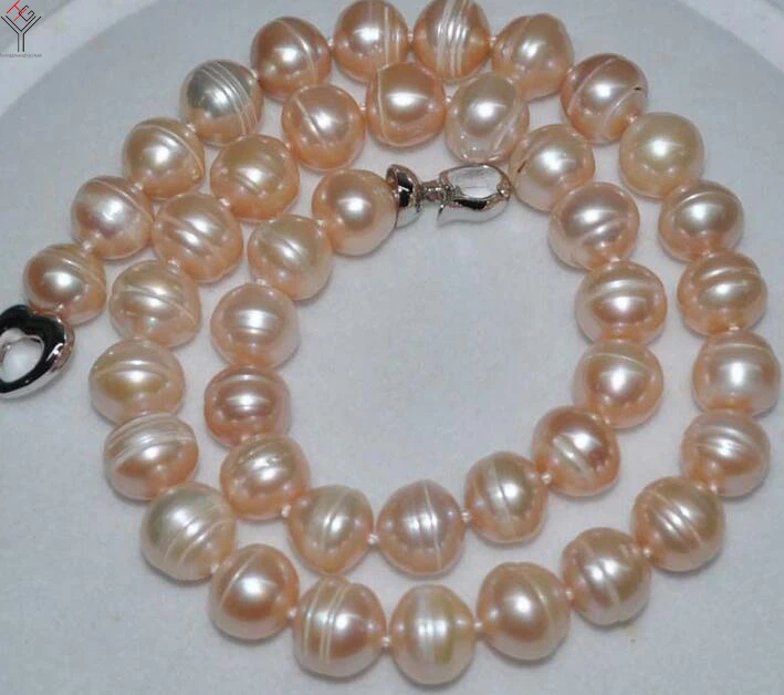 

Jewelry Necklace 11-12mm Bright Pink Baroque Round Natural Freshwater Pearl choker