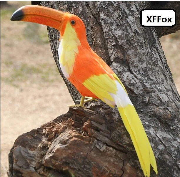 cute simulation toucan bird model foam&furs real life orange bird gift about 42cm xf0471