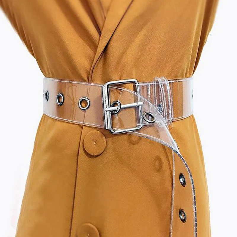 

New Women's strap casual all-match Women Transparent pvc leather belt women strap white color belts Top quality jeans belts