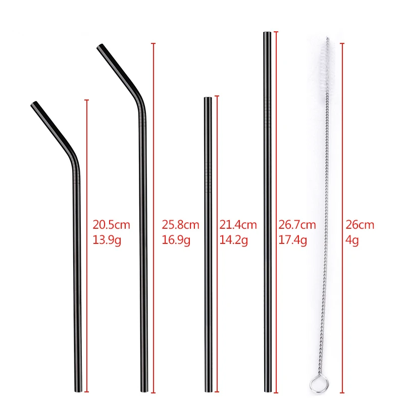 100pcs/lot Black Metal Straws Reusable Drink Straws+20Brush Bent Metal Filter Straw Drinkware for Yerba Mate Tea Bar Accessorie