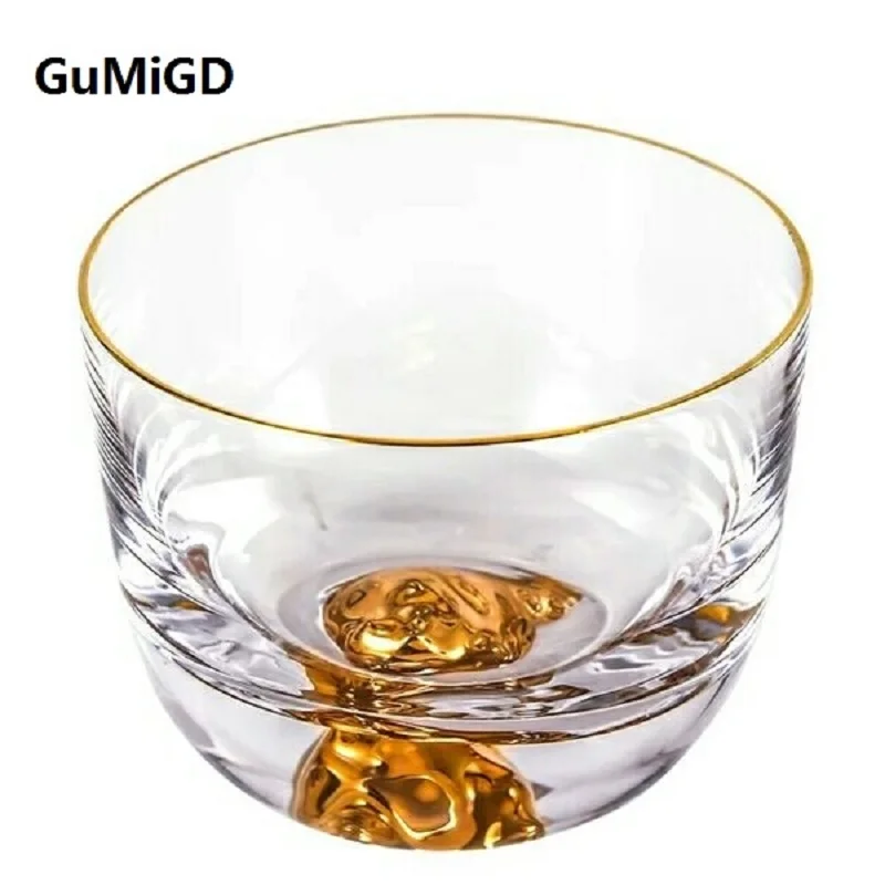 

Japanese glass handmade heat-resistant transparent crystal Tibet gold cup Master Cup Mt Fuji cup tea cup