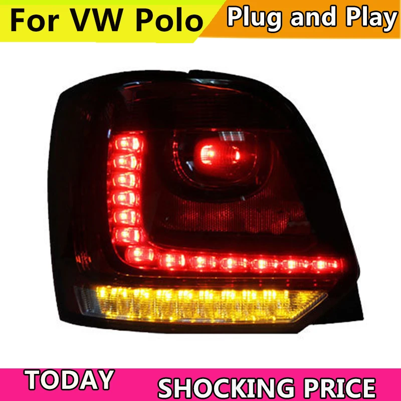 

Car Styling For Volkswagen VW Polo MK5 2011-2016 Taillights LED Tail Light Rear Lamp DRL+Brake+Reversing+Yellow Turning tailligh