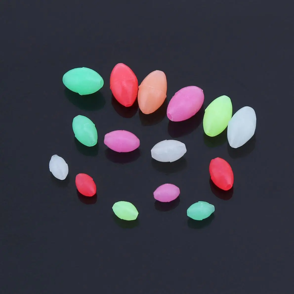 1500pcs Colorful Oval Hard Luminous Fishing Beads 3 x 4mm 4 x 6mm 5 x 8mm 3 Sizes Mixed Sea Fishing Lure Floating Float with Box