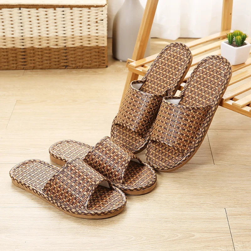 36-45 Natural tropical royal rattan home slippers, bamboo rattan cane grass weaving women with household slippers shoes