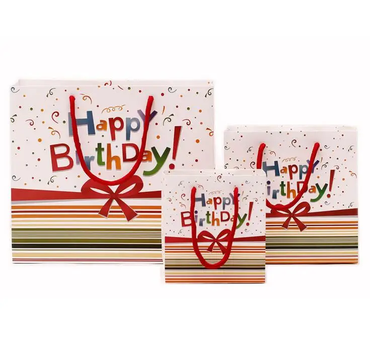 

Wholesale 100PCS/LOT "Happy Birthday" Paper Bag/Paper Gift Bag Best Gift For Children Birthday 3 Size Available