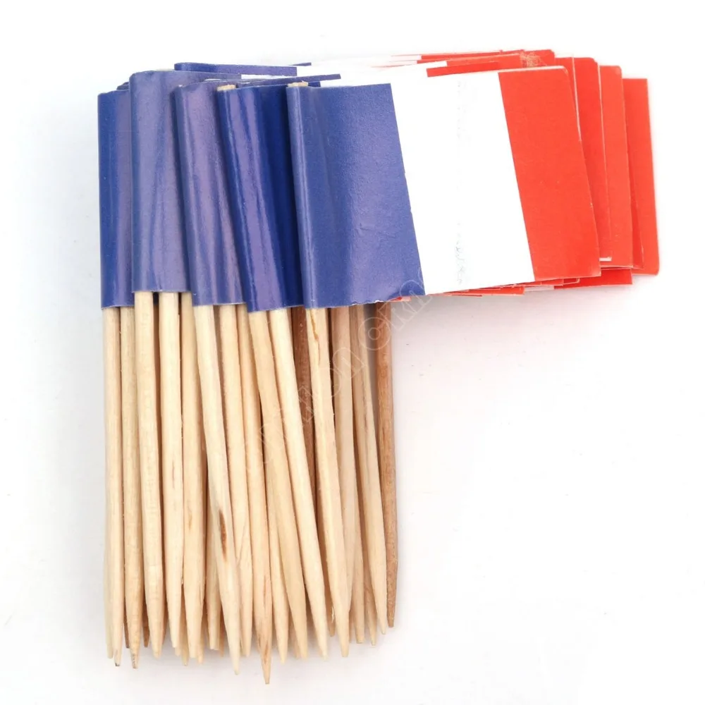 Mini France Toothpick Flags Paper Food Picks 50Pcs Cake Toothpicks Cupcake Toppers Fruit Cocktail Sticks French Toothpick Flags