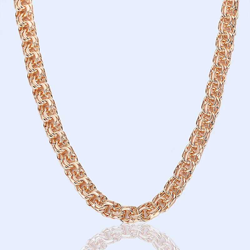 1pcs 8mm Men Big Necklace Womens Rose Gold Color Double Curb Chain 50cm 60cm 24inch Toggle Lock