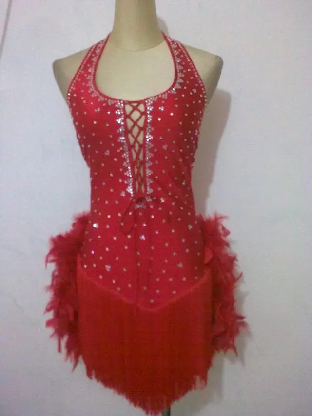 New style Latin dance costume sexy sequins Feather latin dance competition dress child lady latin dance dresses S-XXXL