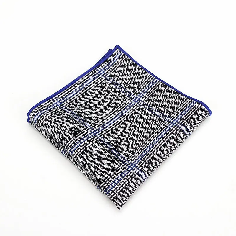 Brand New Men Handkerchief Plaid Solid Pattern Hanky Business Casual Pocket Square for Men Chest Towel Wedding Hankies Red Blue