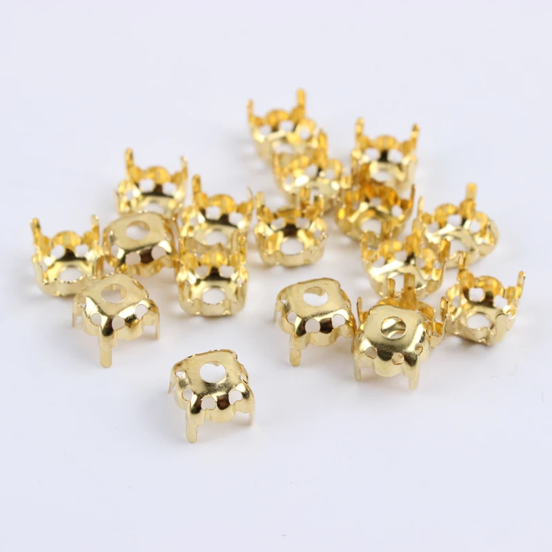 Sew on Empty Claw Fashion Silver/Gold Metal With Open Back Round 4mm-10mm Sew on Rhinestones Claw setting For DIY Fancy stones