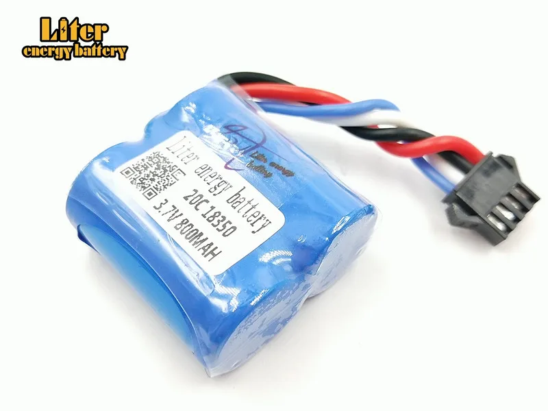 2 pz/lotto 3.7 V 800 mAH batteria al litio cilindrica genuino barche telecomando alimentato 800 mAH 18350 4 P linea