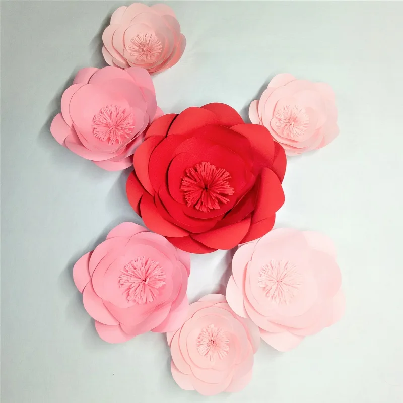 

2018 DIY 7pcs Giant Paper Flowers Backdrop Wedding & Event Baby Nursery Decor Baby Shower Bridal Half Made Flower VideoTutorials