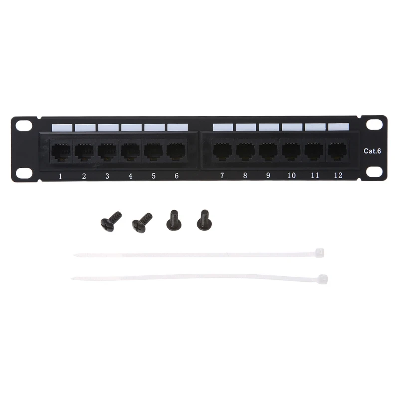 Cat6/Cat5e 12 Port RJ45 Patch Panel UTP LAN Netzwerk Adapter Kabel Stecker-PC Freund