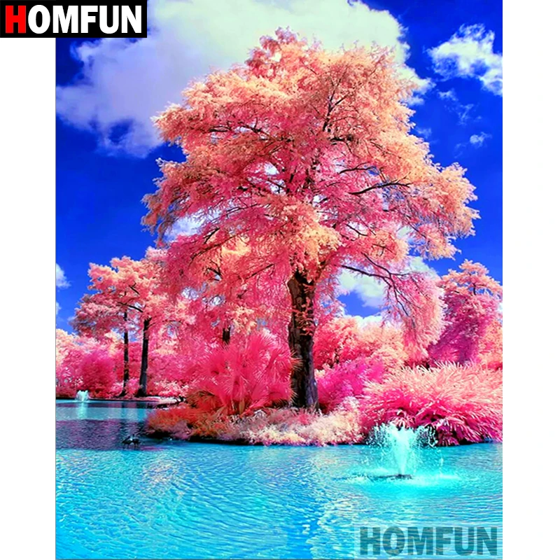 

HOMFUN Full Square/Round Drill 5D DIY Diamond Painting "Pink tree" Embroidery Cross Stitch 5D Home Decor Gift A07596