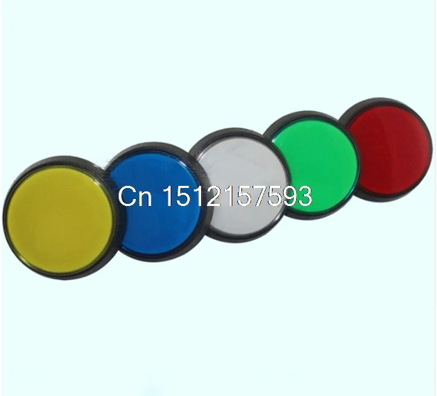 1pcs Big Red Cap Arcade Game AC 250V 15A 50mm Dia Red Yellow Blue Green White Micro Switch Circular Push Button MAX.D 60mm Lamp