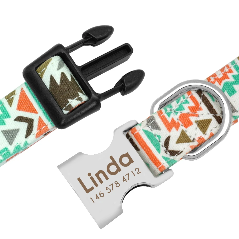 Collar de nailon personalizado para perros pequeños, Collar para Chihuahua, identificación de nombre grabada para mascotas pequeñas, medianas y
