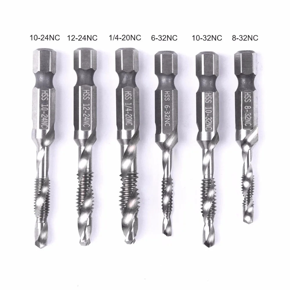 High Quality 2PCS 6-32NC 3.5mm Hex Shank Hand Tap Drill HSS Screw Thread Metric Tap Drill Bits Tool