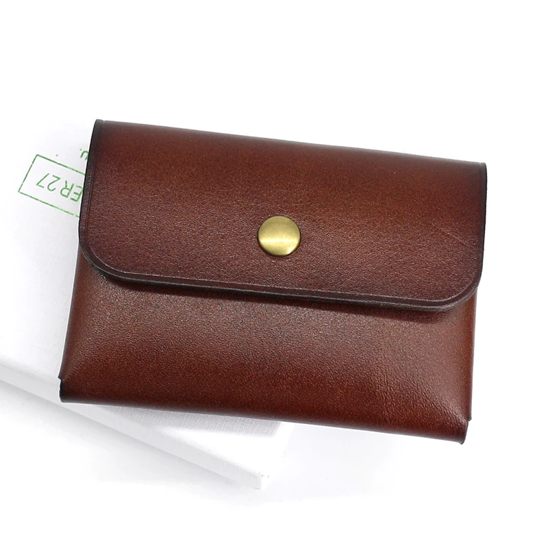 Credit Card Wallets Genuine Leather Luxury Vintage ID Bus Business Card Case Retro Mini Coin Purses Cowhide Small Money Bag