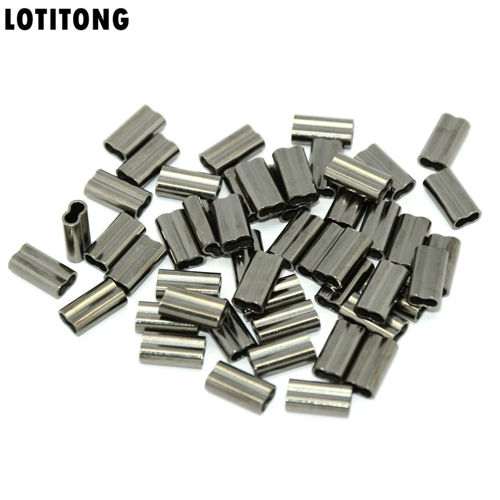 LOTITONG 100pcs Barrel Crimping Sleeves copper double tube sea fishing wire sleeve fishing line tube inside Diameter 1.4mm-2.2mm