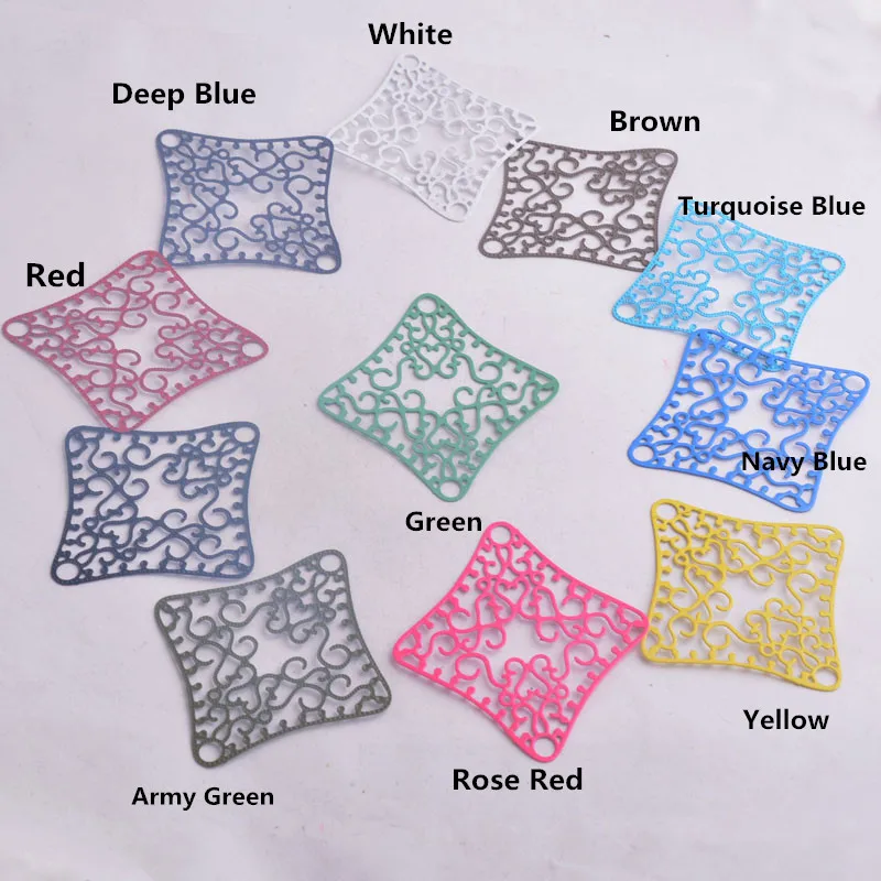 30 Stück AB3027 46*52mm Quadratische Charms Filigrane Hohle Verbindungsstücke DIY Schmuckteile – Detail 1