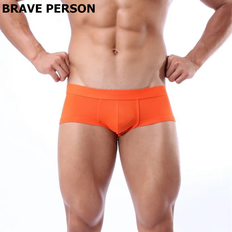 BRAVE PERSON-Roupa Interior Masculina de Nylon com Cintura Baixa, Calções Boxer, Cuecas Troncos, 4 Cores, Alta Qualidade