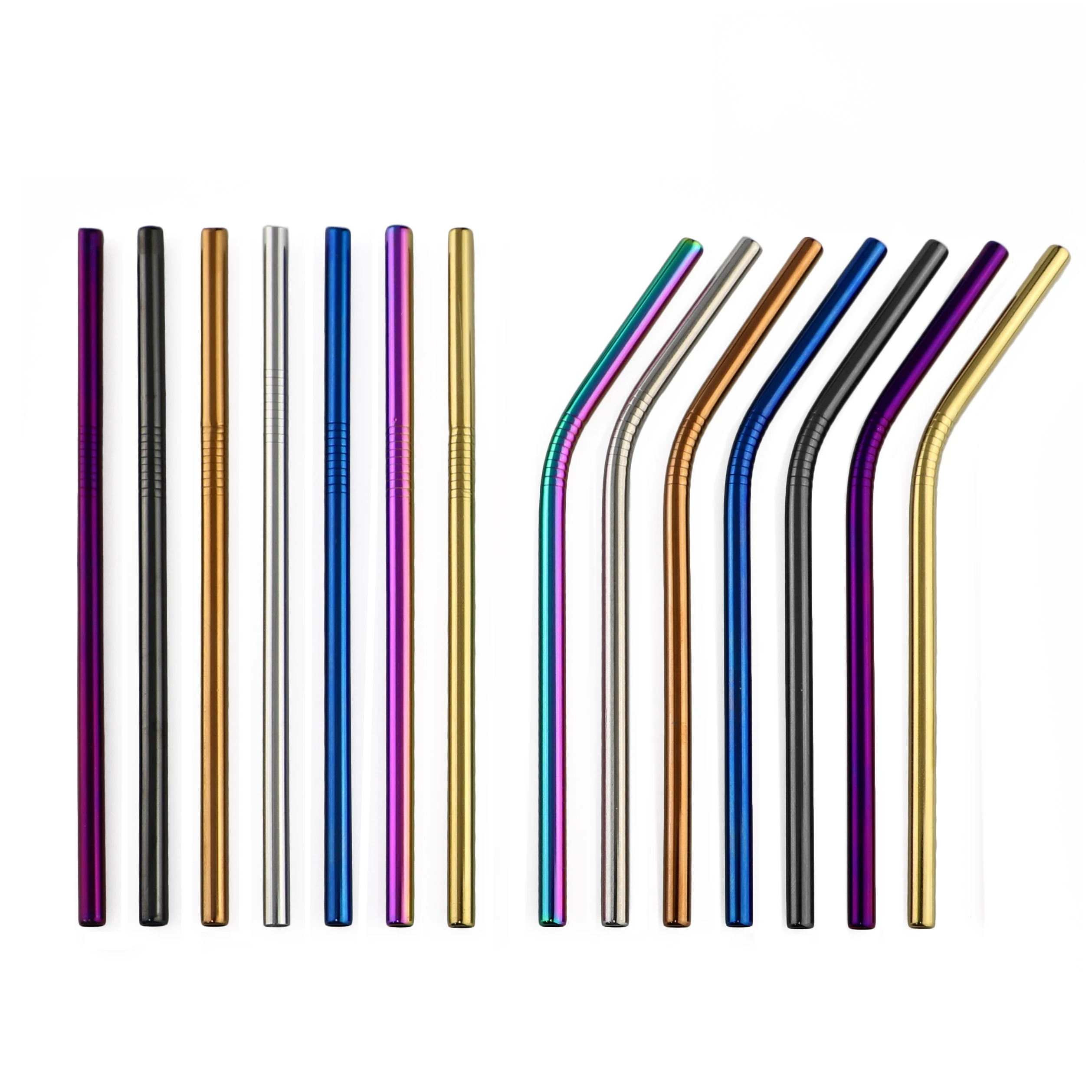 Fruit juice Straws Mini 160mm Short Rainbow Stainless Steel Metal Straws Straight Bend Reusable Drinking Small 4Straw 1prush