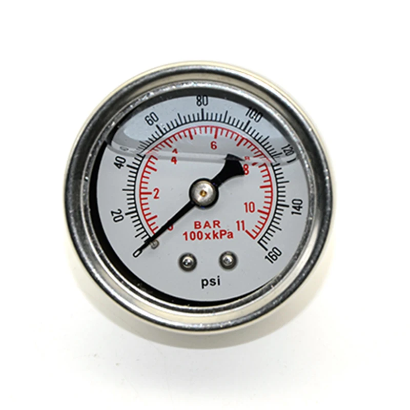 Fuel Pressure Gauge Liquid 0-160 psi Oil Press Gauge Fuel Gauge White Face Universal 1/8 NPT