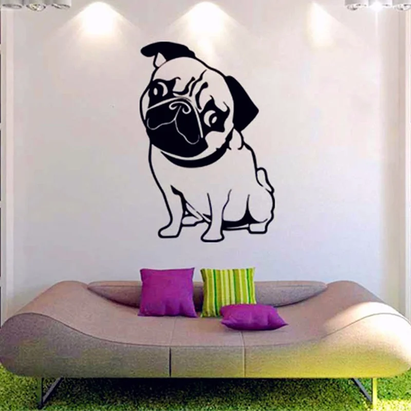 

Cute Pug Dog Wall Stickers Home Decor - Funny Dog Vinyl Wall Decal Mural - Bedroom,Kitchen Wall Art Decoration