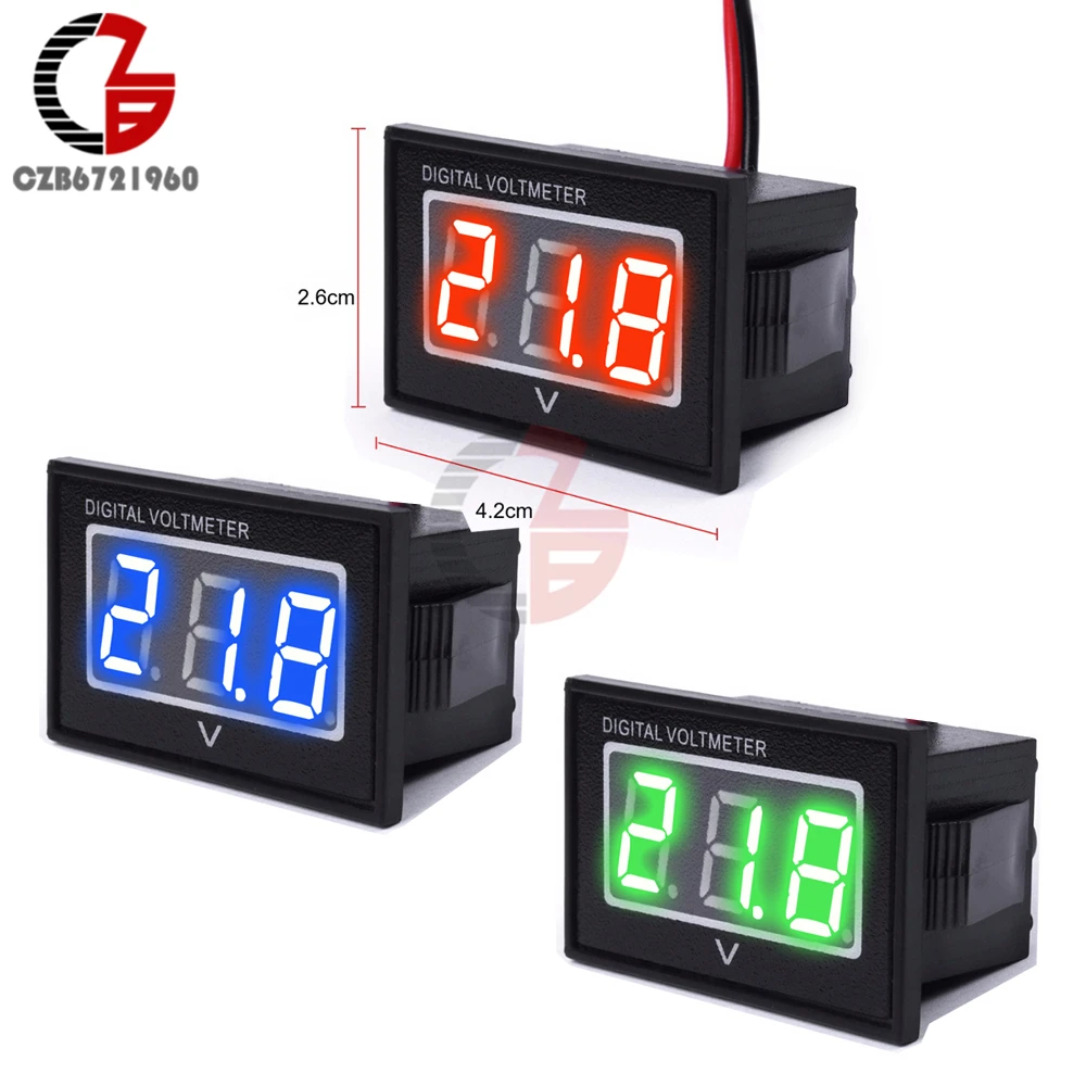 IP68 Waterproof LED Digital Voltmeter DC 2.5-30V Sports Car Motorcycle Electric Bicycle Voltage Tester Detector Monitor 5V 12V