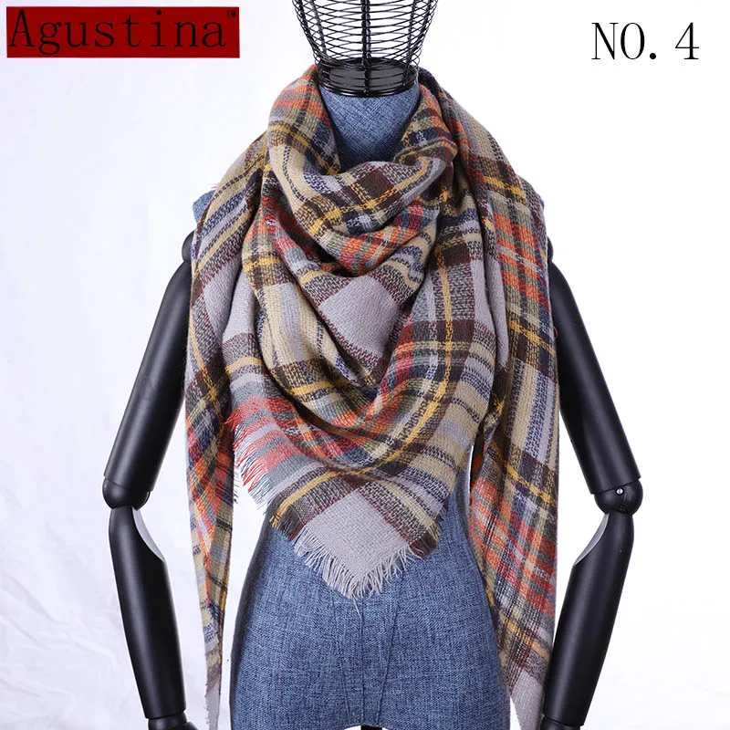 women Plaid scarf winter cashmere tartans scarf shawl poncho triangle scarfs luxury capes pashmina ladies scarves womens shaws