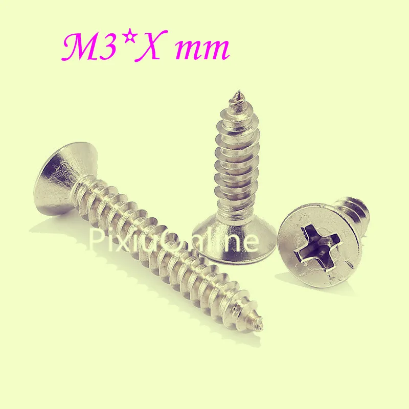 

YT801X 304 Stainless Steel Phillios Self-tapping Screws Flat M3*Xmm Free Shipping Russia