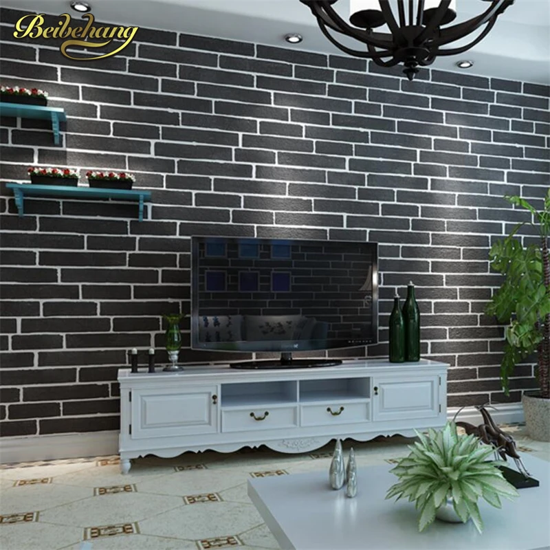 

beibehang Living room bedroom restaurant TV wall wallpaper simple Mediterranean style brick brick pattern non - woven wallpaper