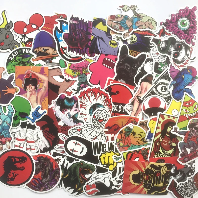 50Pcs The most popular Pvc Waterproof Cartoon graffiti Stickers For Laptop Motorcycle Skateboard Luggage Guitar Decal Sticker