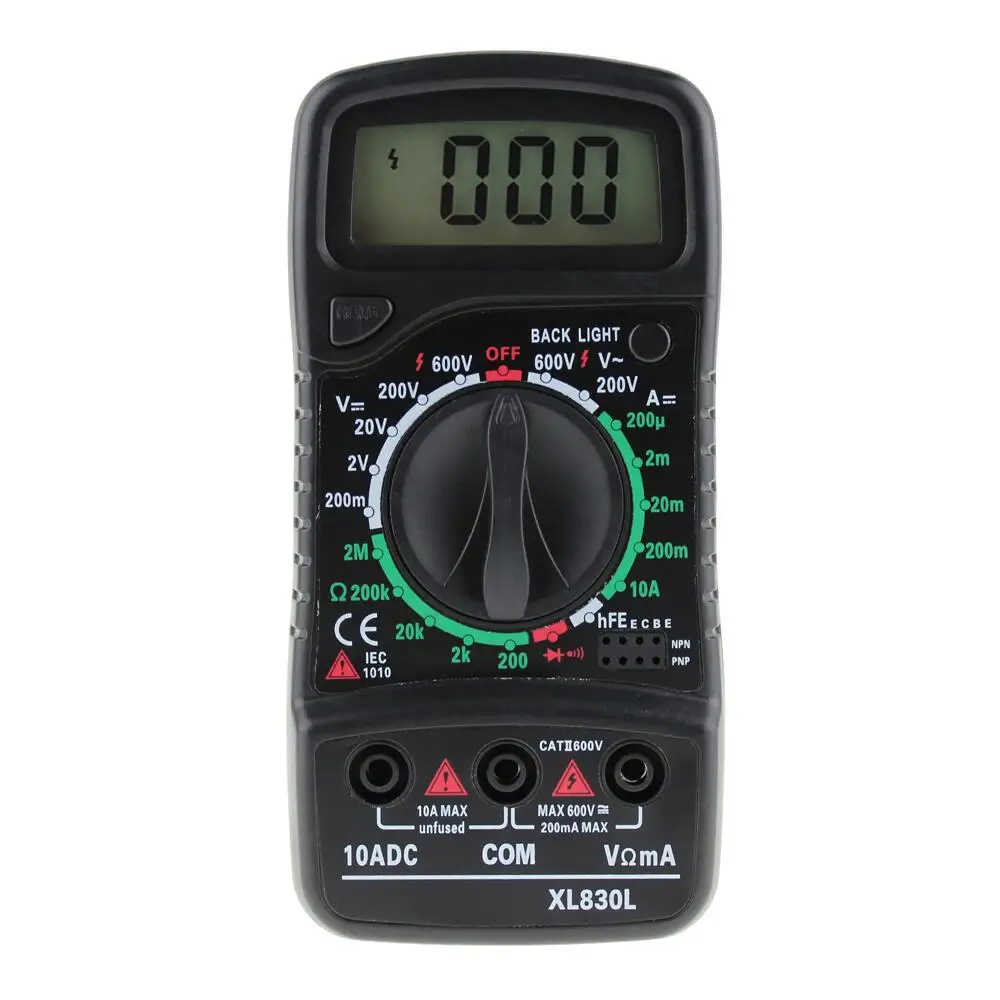 XL830L Portable Digital Multimeter Backlight AC/DC Ammeter Voltmeter Ohm Tester Handheld LCD Voltage Current Power Meter Test