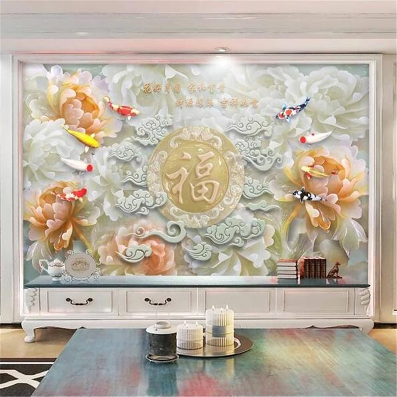 wellyu  papel de parede Custom wallpaper Chinese jade carving TV wall  papel tapiz  wallpaper nature  carta da parati   tapet