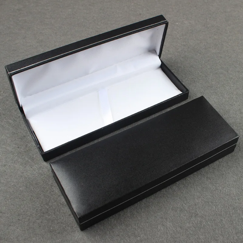 100pcs/lot 17.3x6.3x2.7cm Business pen pacakging paper box black flip pen box spot imitation PU gift paper box Custom logo